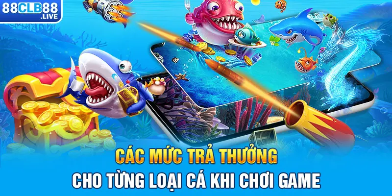 Các mức trả thưởng cho từng loại cá khi chơi game