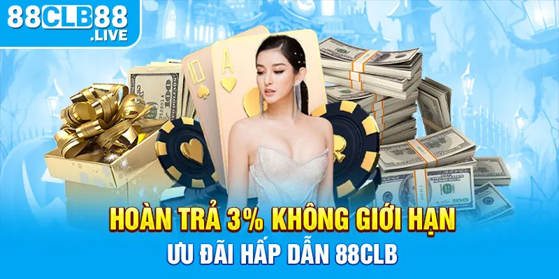 Hoàn trả 3% không giới hạn - Ưu đãi hấp dẫn 88CLB